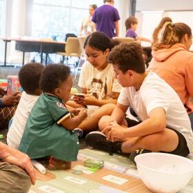 four siblings playing