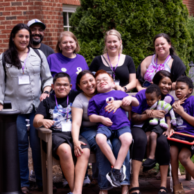group of parents and children