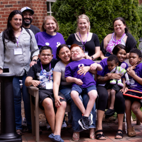 group of parents and children